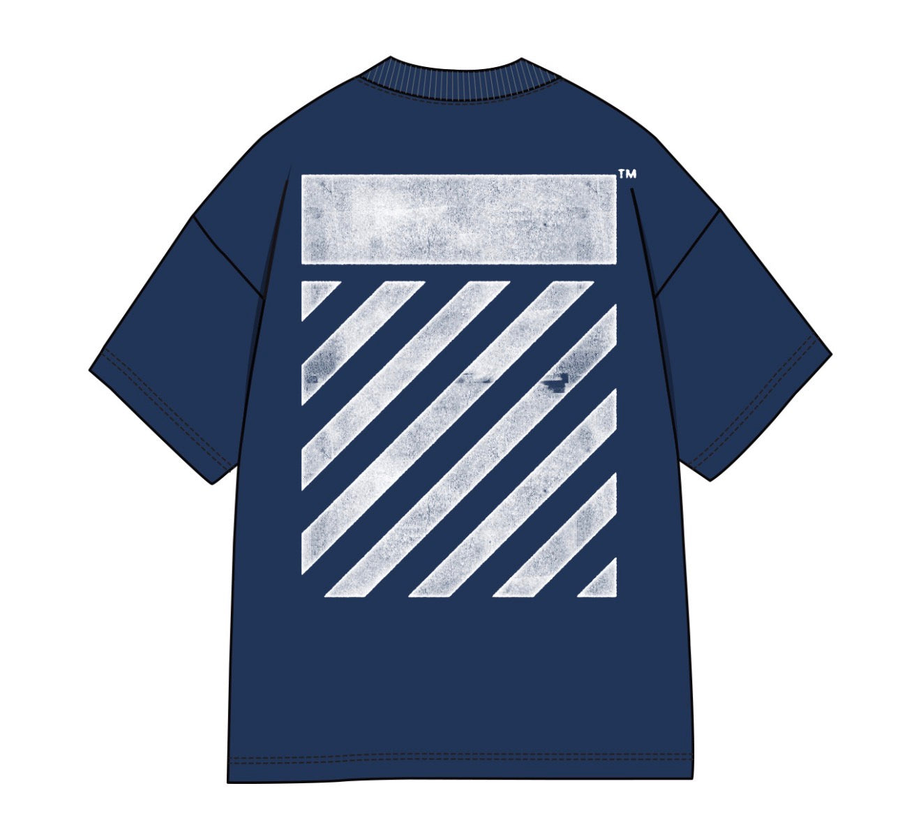 L/AB OFF WHITE DIAG S/S TEE 'MARINE'