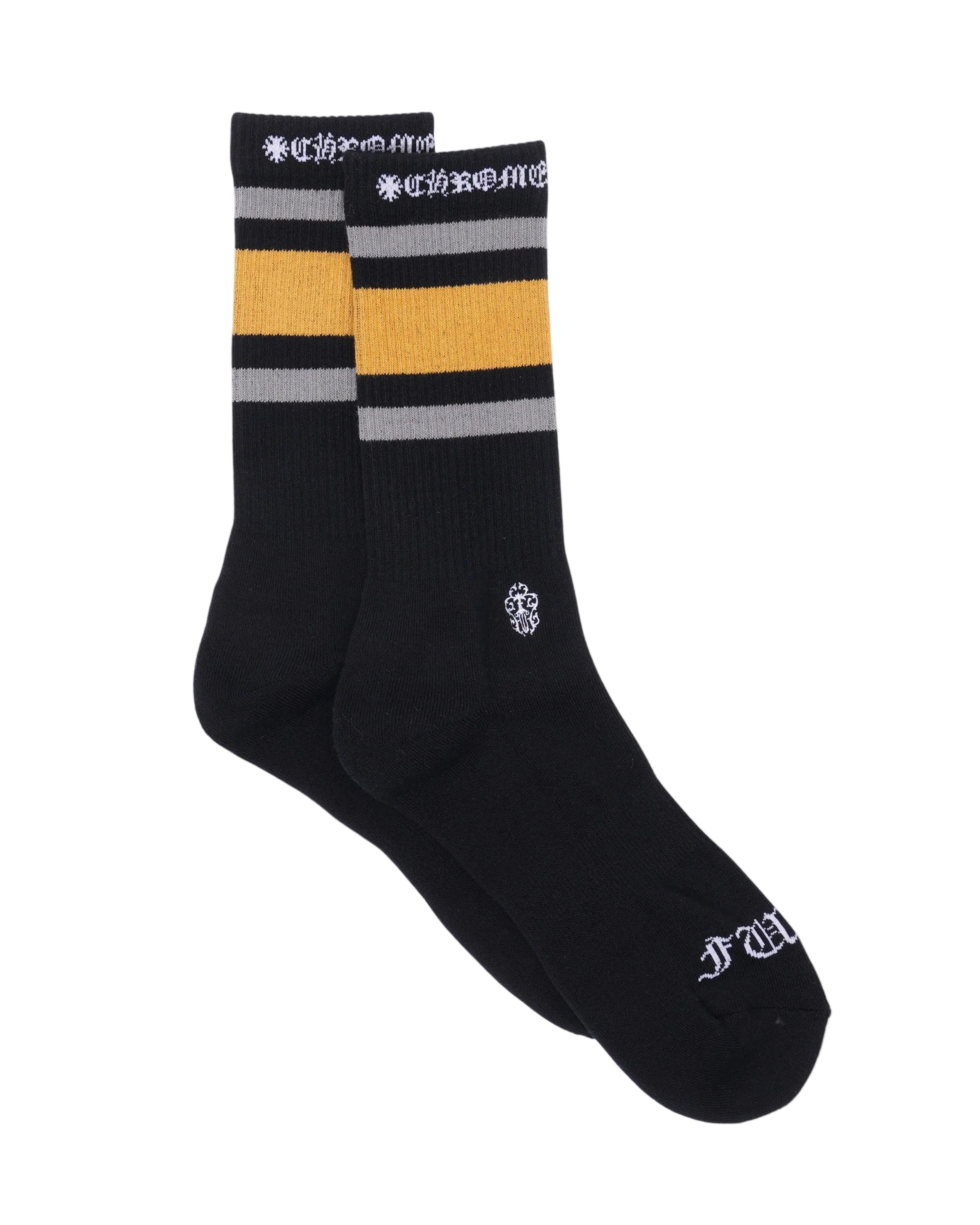 Chrome Hearts Stripe Socks Yellow/Grey/Black