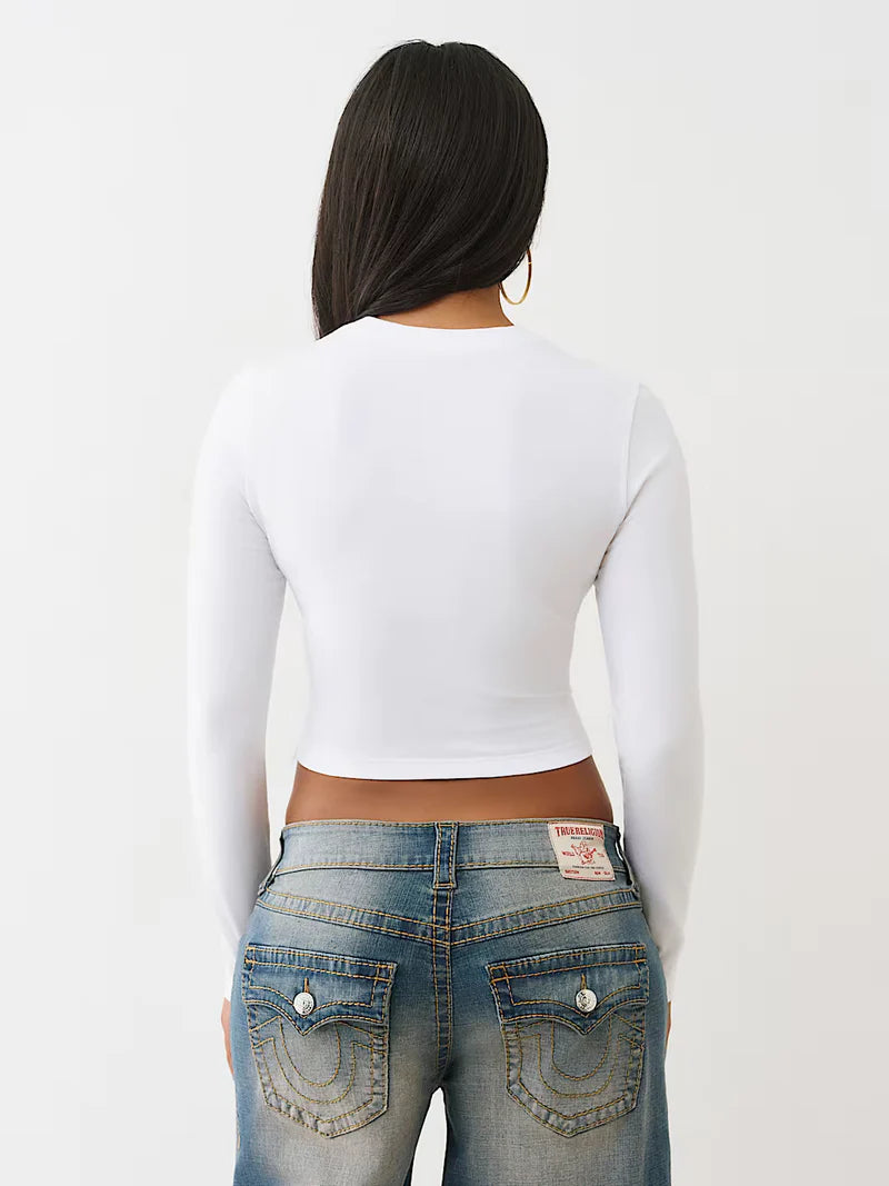 True Religion Crystal Cupid Ls Baby Women's Tee - White