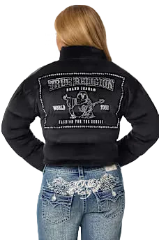 TRUE RELIGION CRYSTAL VELVET PUFFER JACKET
