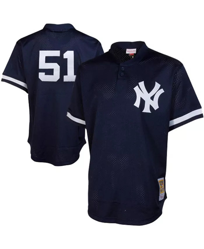 Mitchell & Ness Men's Bernie Williams Navy New York Yankees Cooperstown Mesh Batting Practice Jersey