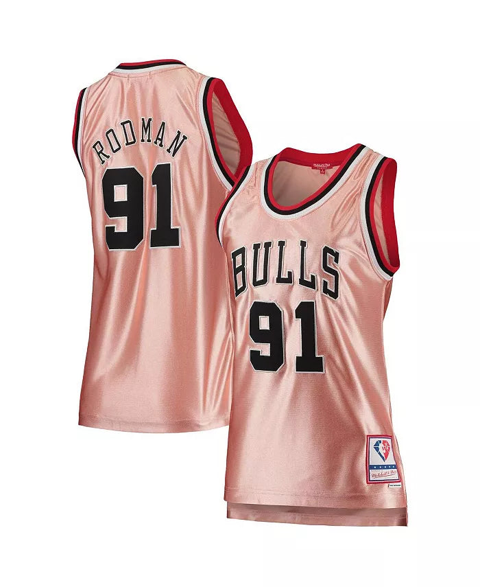 Dennis Rodman Pink Chicago Bulls 75th Anniversary Rose Gold 1997 Swingman Jersey
