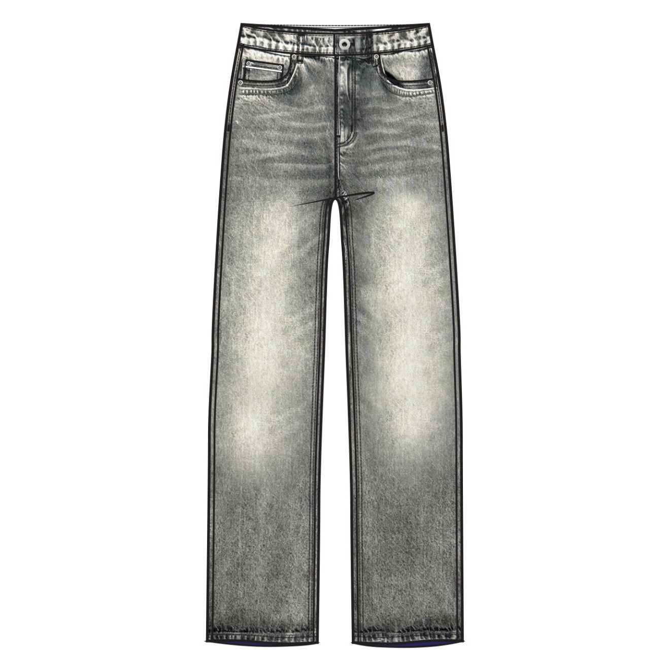 STRAIGHT FIT PIPED DENIM 'SMOKE FADE'