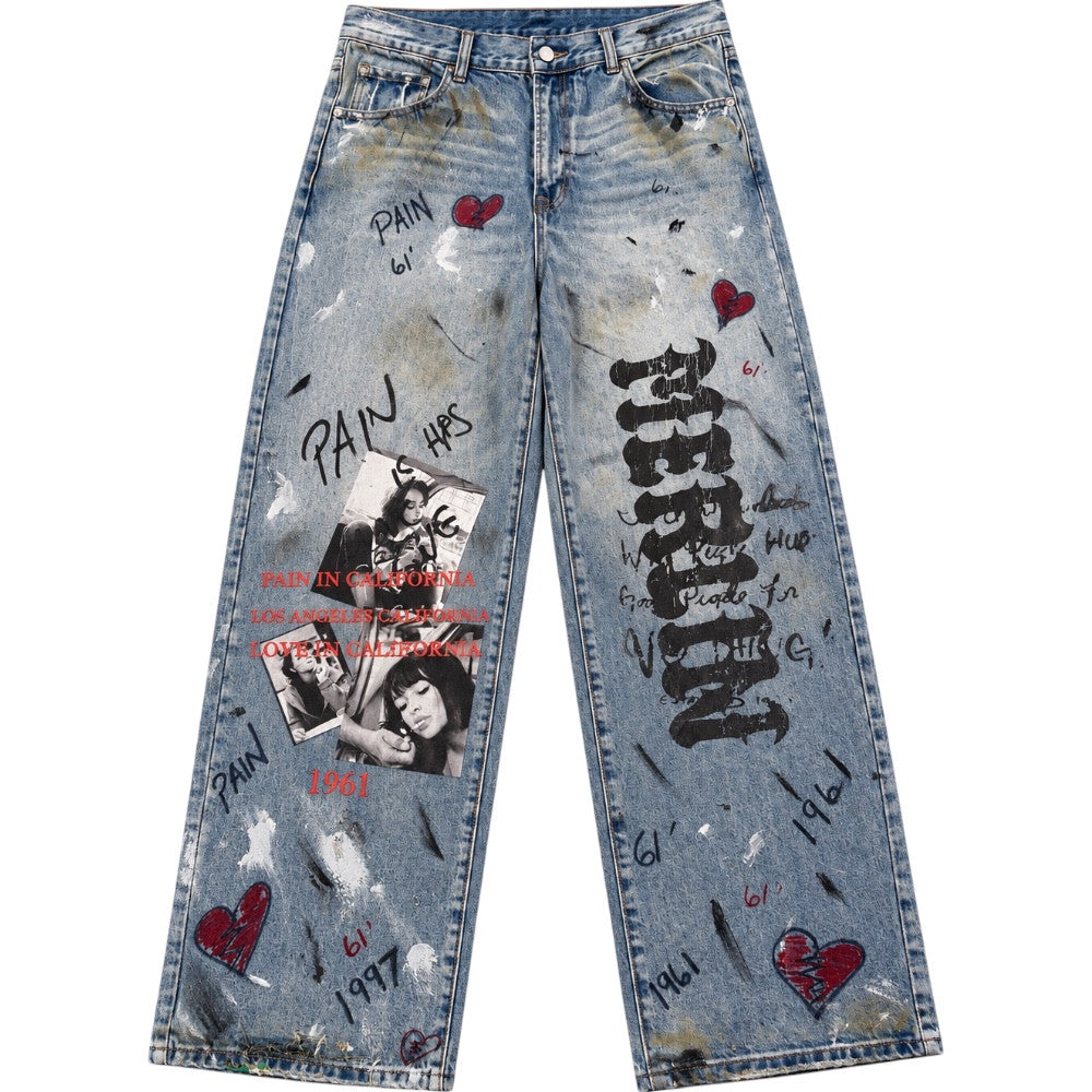 MERLINS FATHER PAINTED IN PAIN JEANS