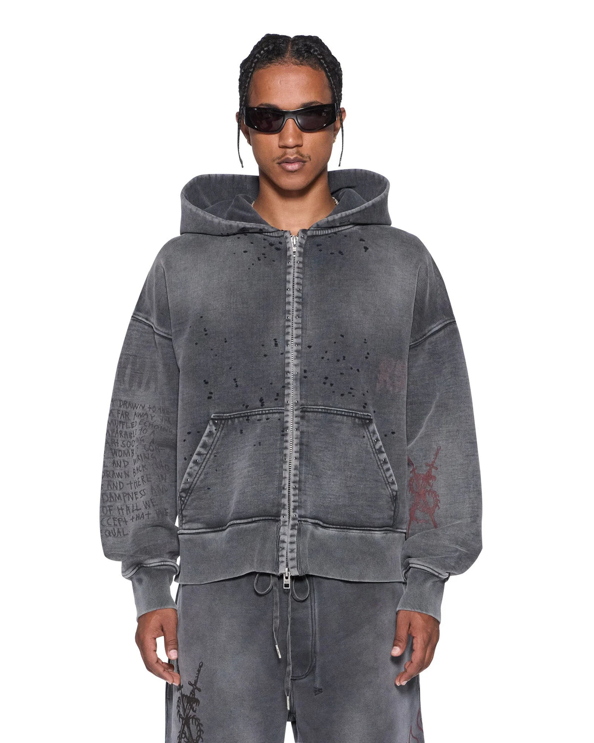 KSUBI SKOOL HALEN ZIP HOODIE CHARCOAL FADE