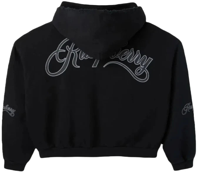 Gold+Vintage Gallery Raspberry Hills 'Script' Black Zip Up Hoodie