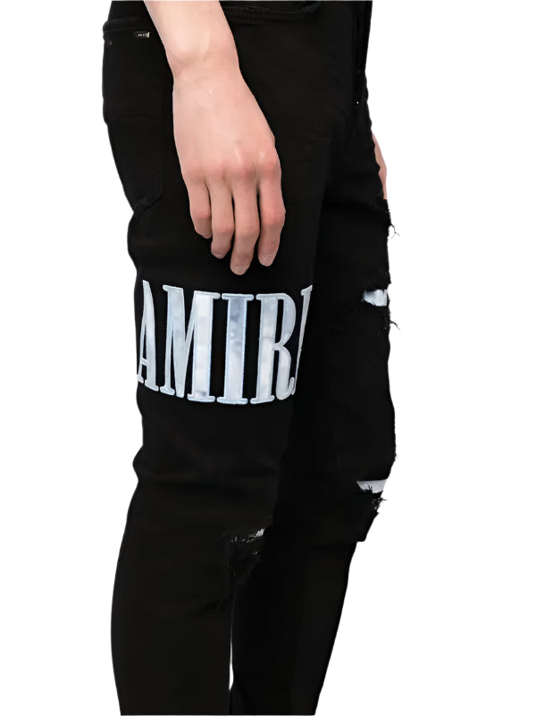 amiri  tie dye core distressed skinny jeans