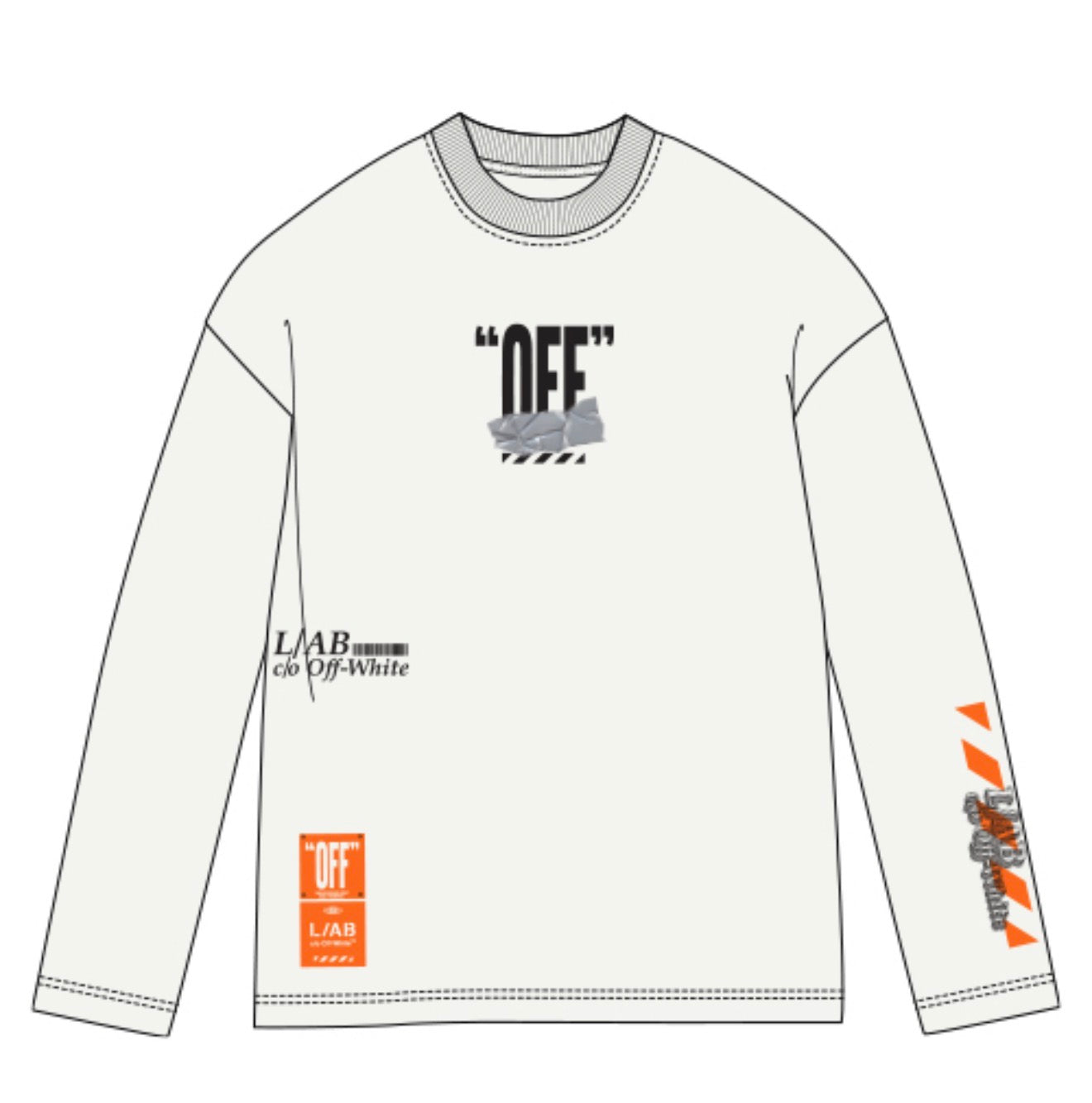 Off Active Tape Appliqué Long Sleeve Graphic T-Shirt 'white'