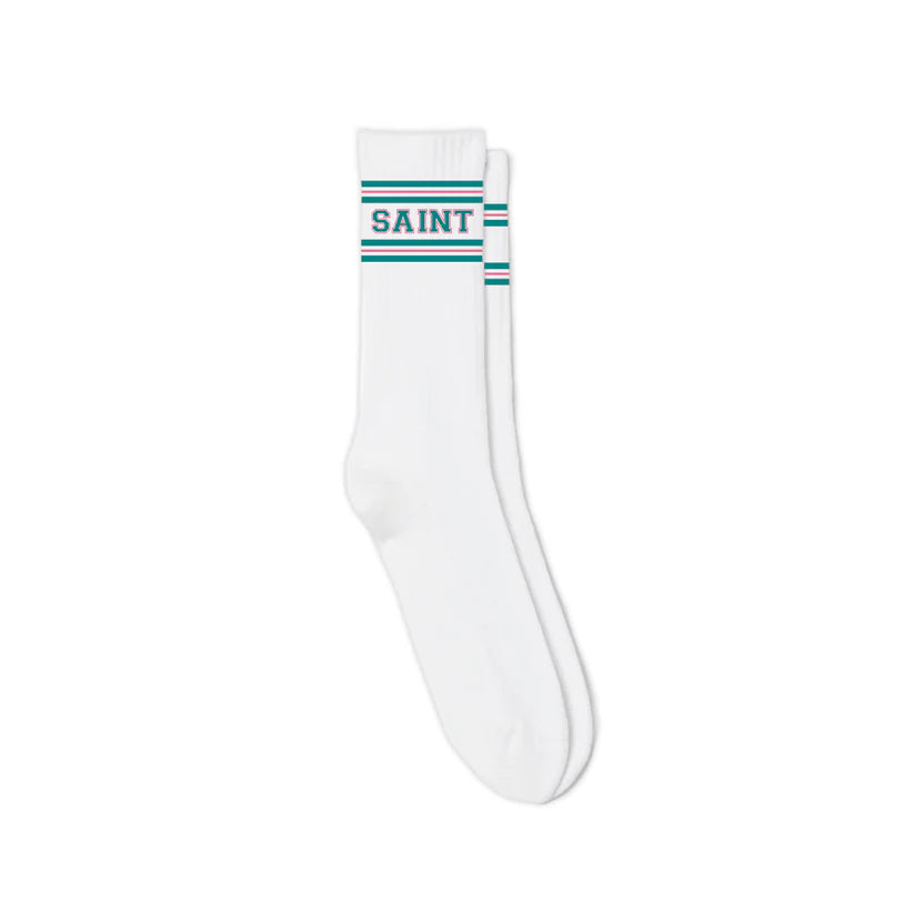 SAINT VANITY SAINT SOCKS 'Teal & Pink'