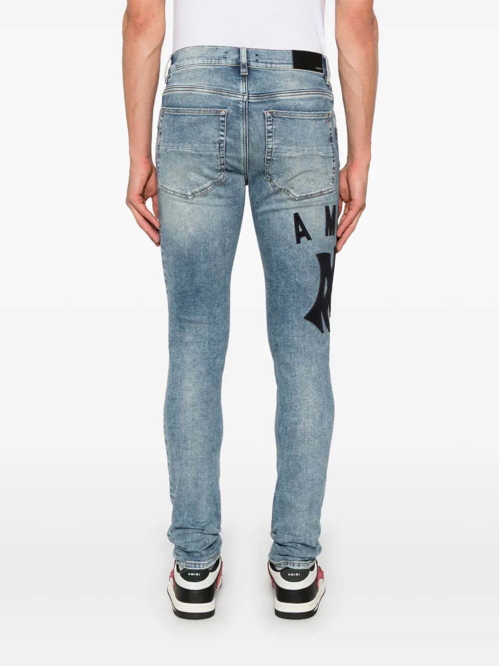 Suede Appliqué Logo Skinny Jean True Indigo