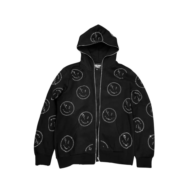 RETROVERT black smiley Zip-up