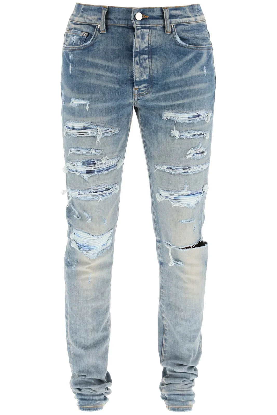Amiri Logo Patch Distressed Slim-Cut Jeans