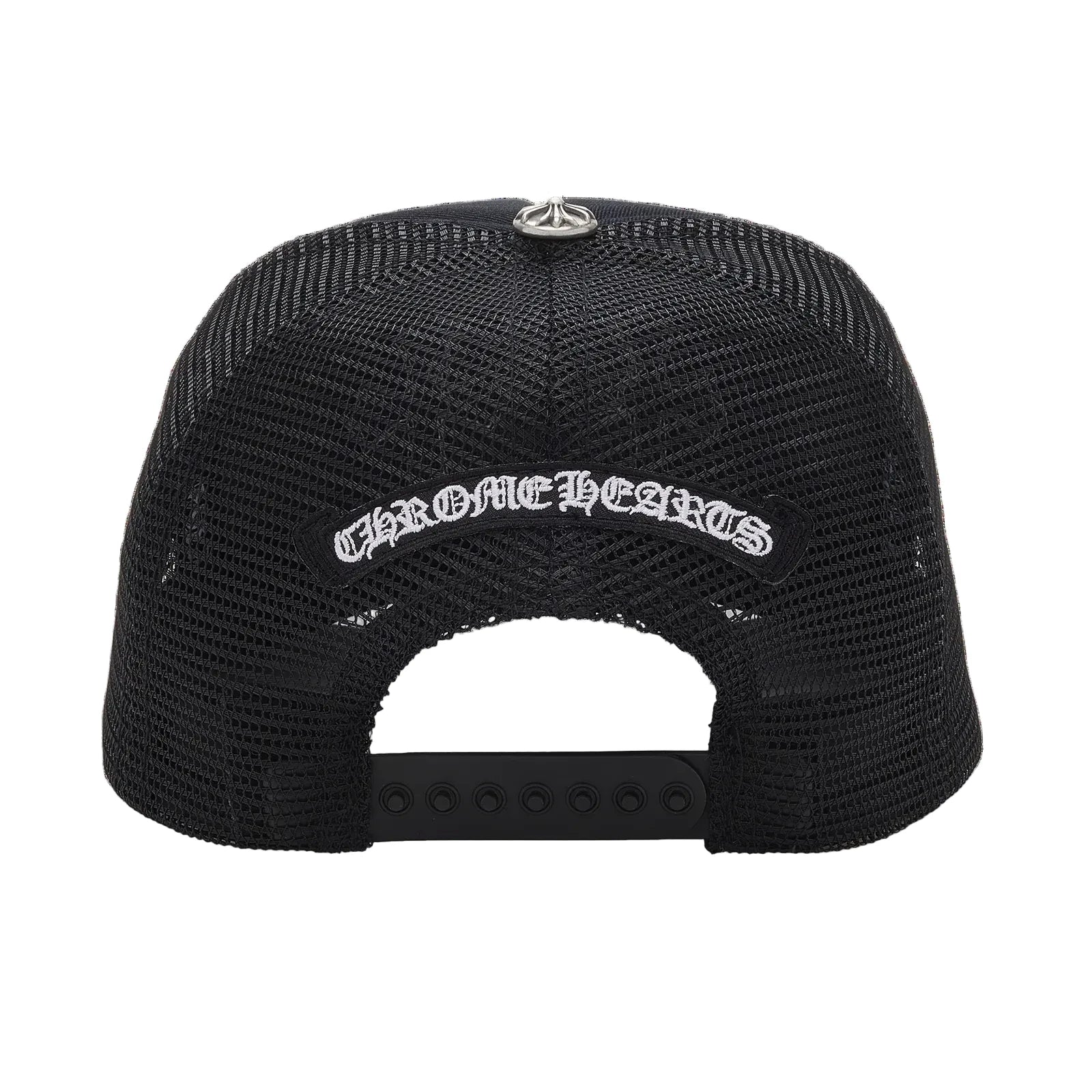 Chrome Hearts Calf Hair Triple Cemetery Cross Trucker Hat Black