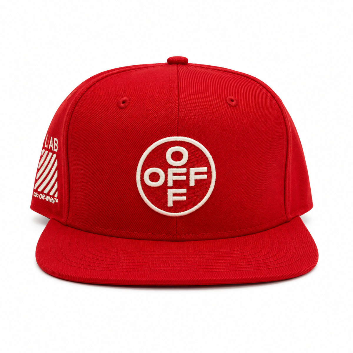 OFF EMBROIDERED FLAT BRIM TWILL CAP -RED