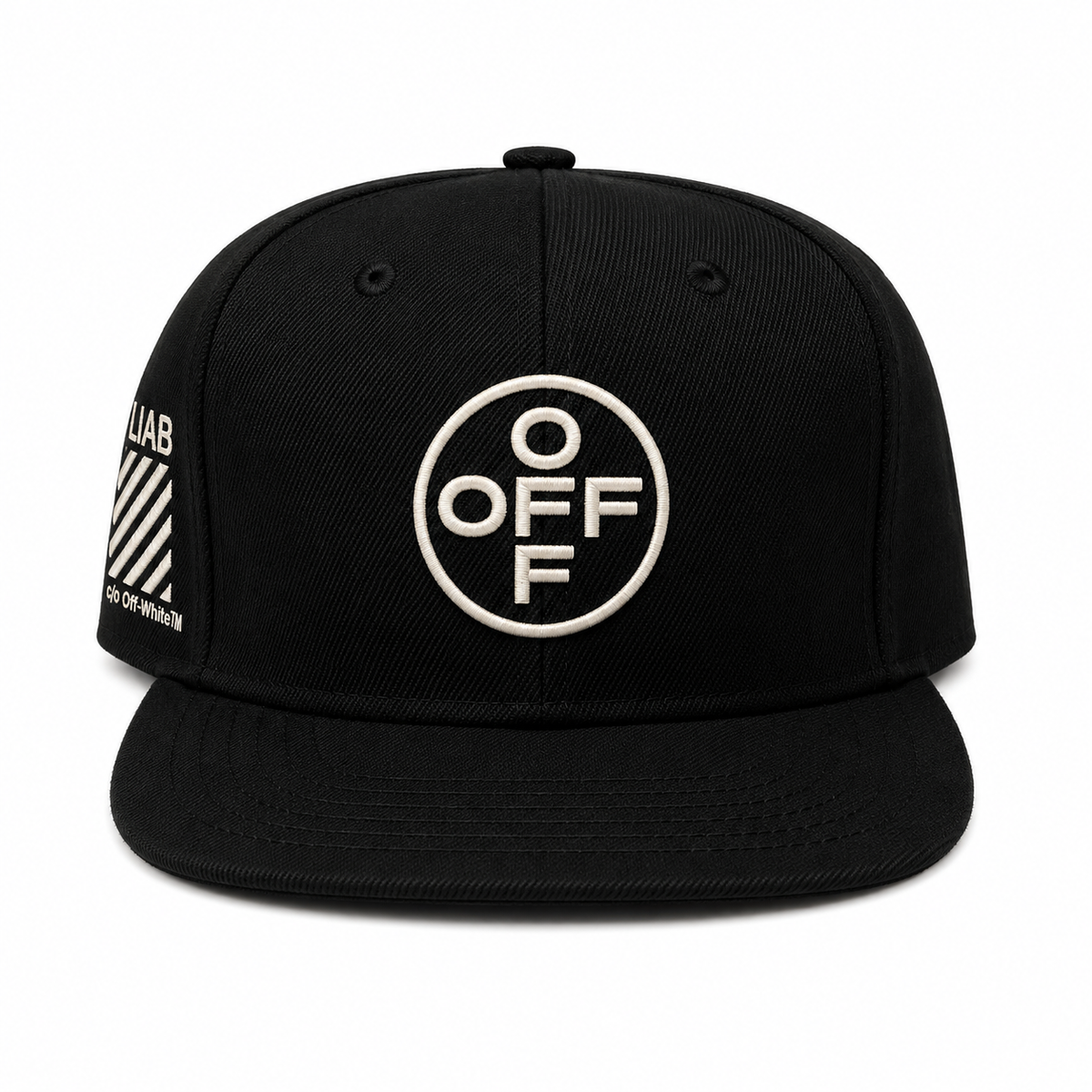 OFF EMBROIDERED FLAT BRIM TWILL CAP -BLACK NRF