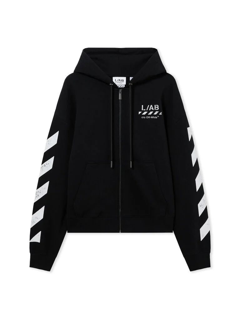 L/AB Core Diagonal Zip Hoodie 'BLACK'