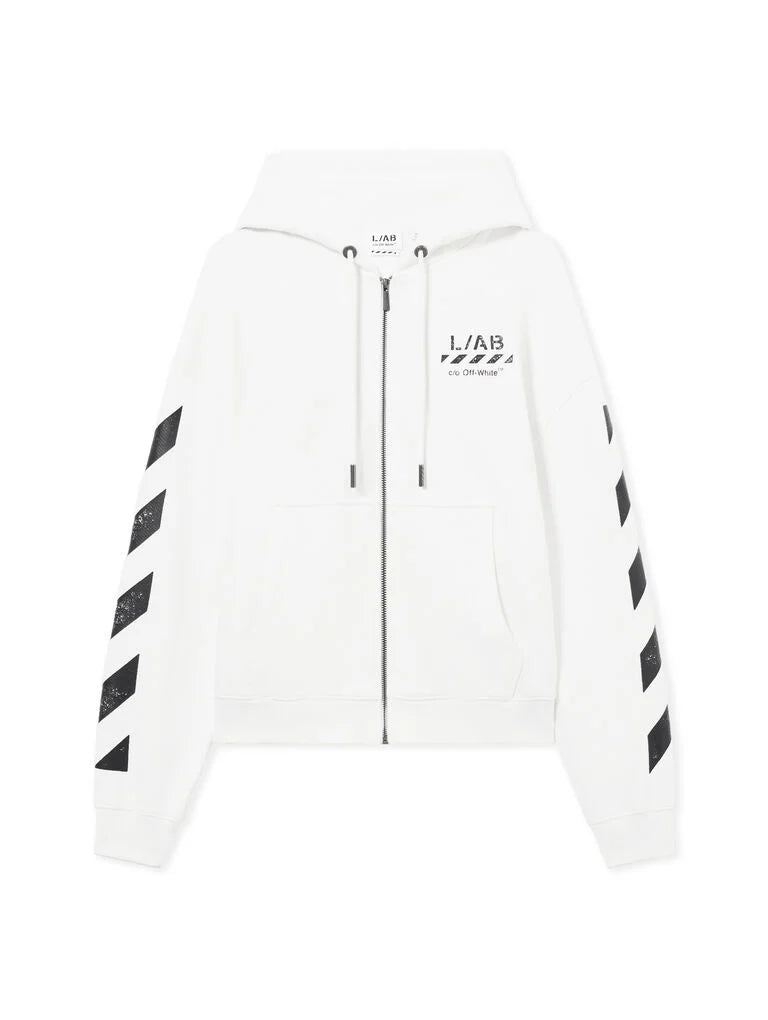L/AB Core Diagonal Zip Hoodie 'WHITE'