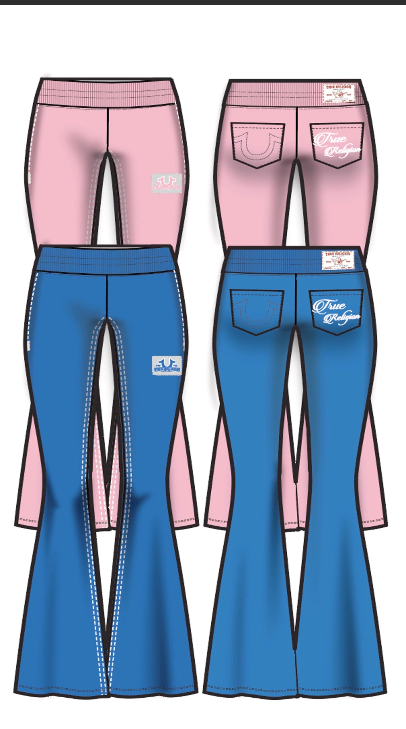 EMBROIDERED FLARE PANTS ORCHID PINK