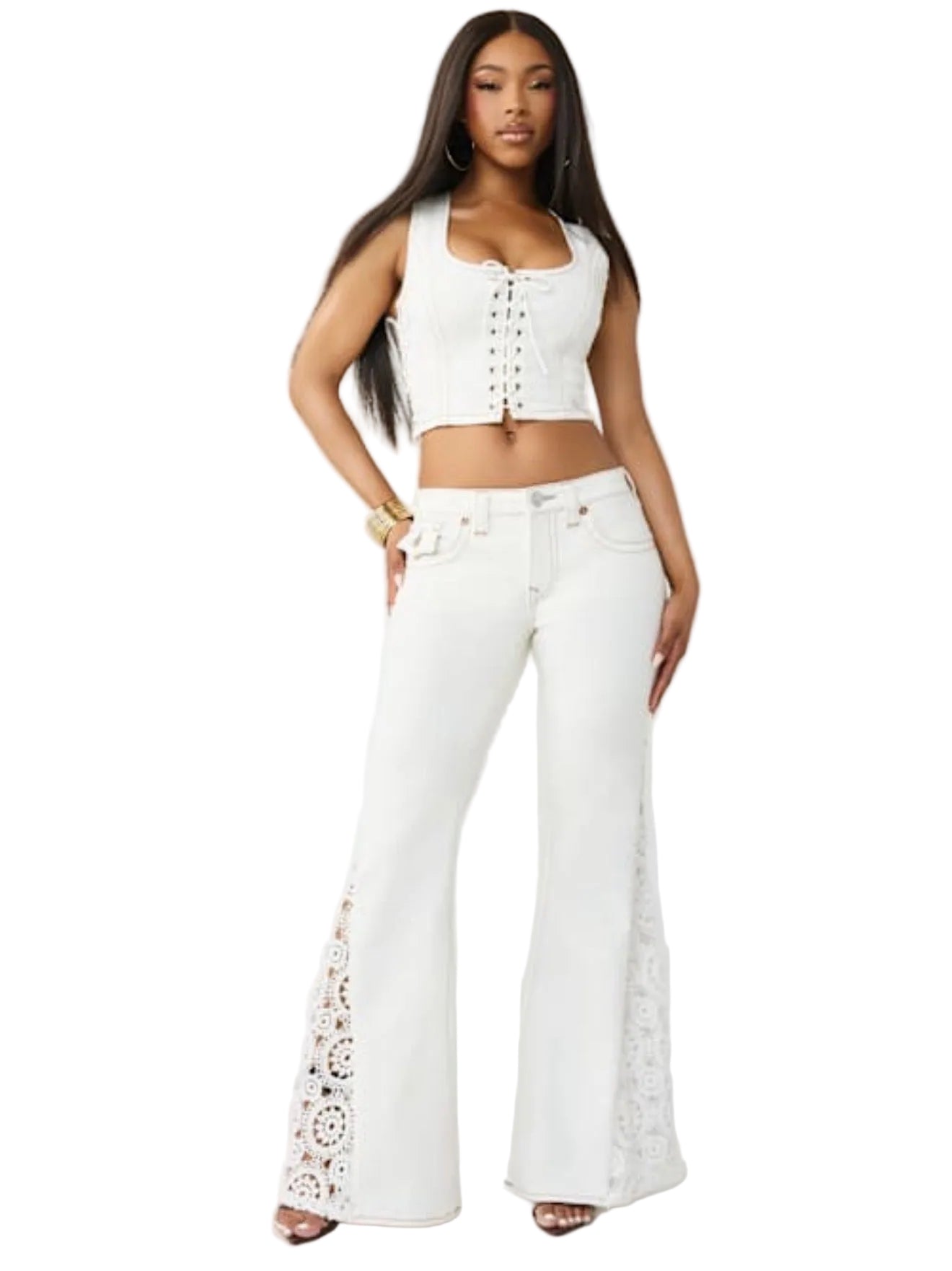 CROCHET MID RISE FLAIRE FLAP