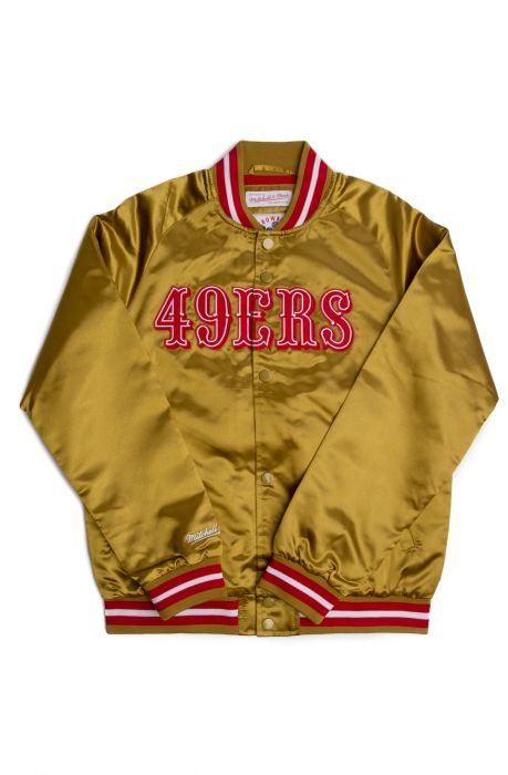 Youth Mitchell & Ness Gold San Francisco 49ers Lightweight Satin Raglan Full-Snap Jacket