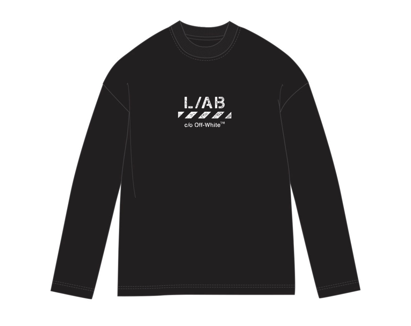 L/AB OFF WHITE DIAG LONG SLEEVE TEE 'BLACK'