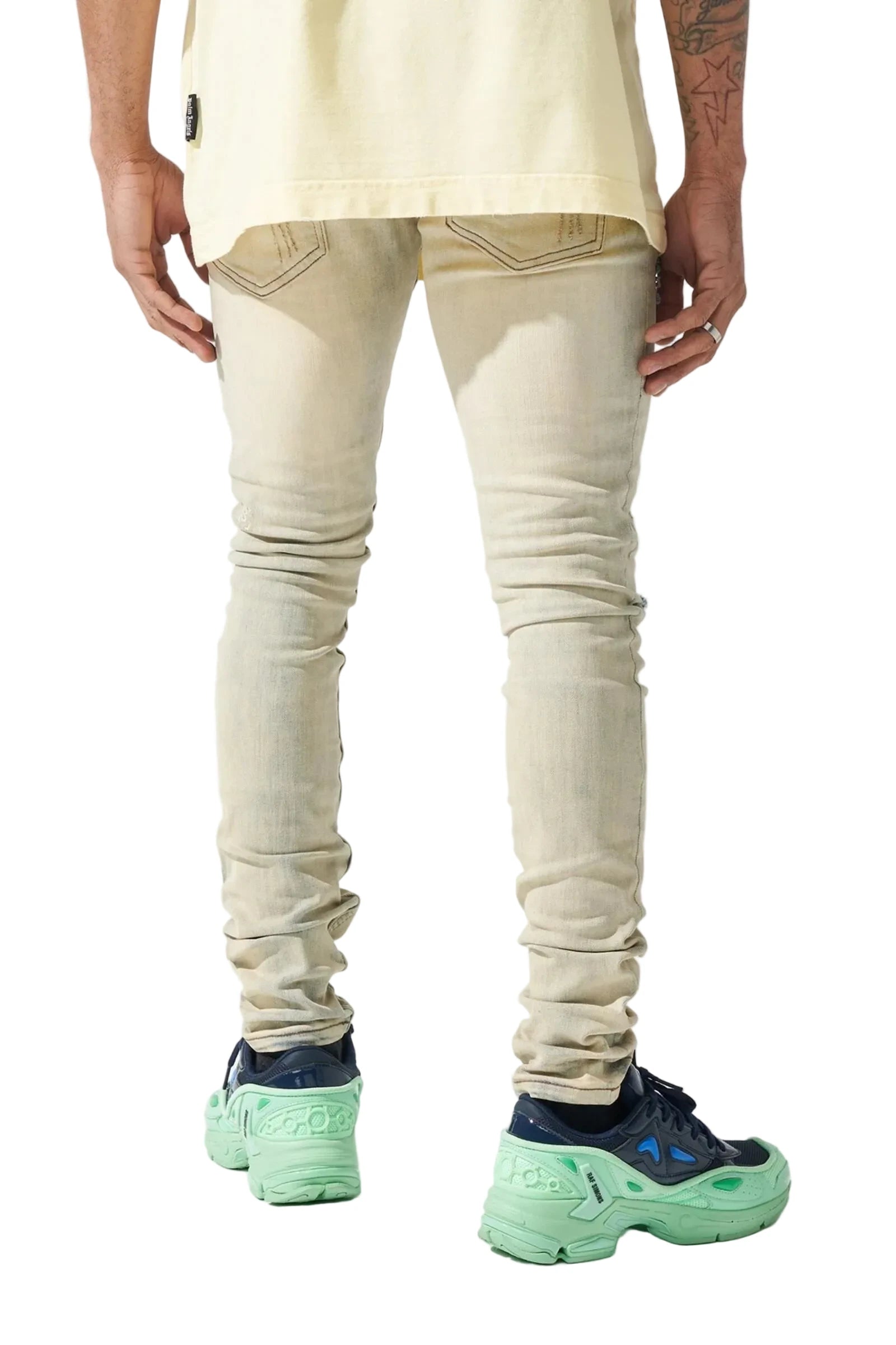 Serenede 'CHALK'' Jeans Bleached tan with a Light Blue