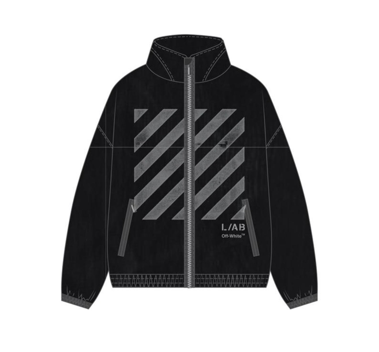 L/AB REFLECTIVE DIAG WINDBREAKER BLACK JACKET