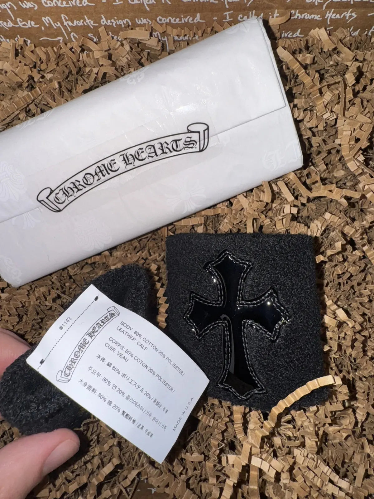 Chrome Hearts Black Patent Leather Cemetery Cross Patch Sweatband Black