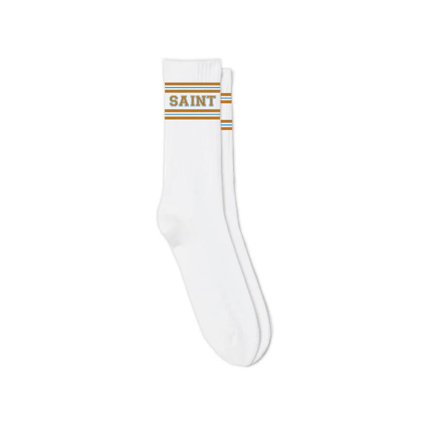 SAINT VANITY SAINT SOCKS 'Gold & Light Blue'
