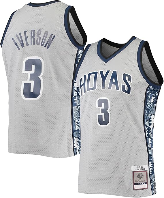 Men's Allen Iverson Silver Georgetown Hoyas 1995/96 Authentic Jersey