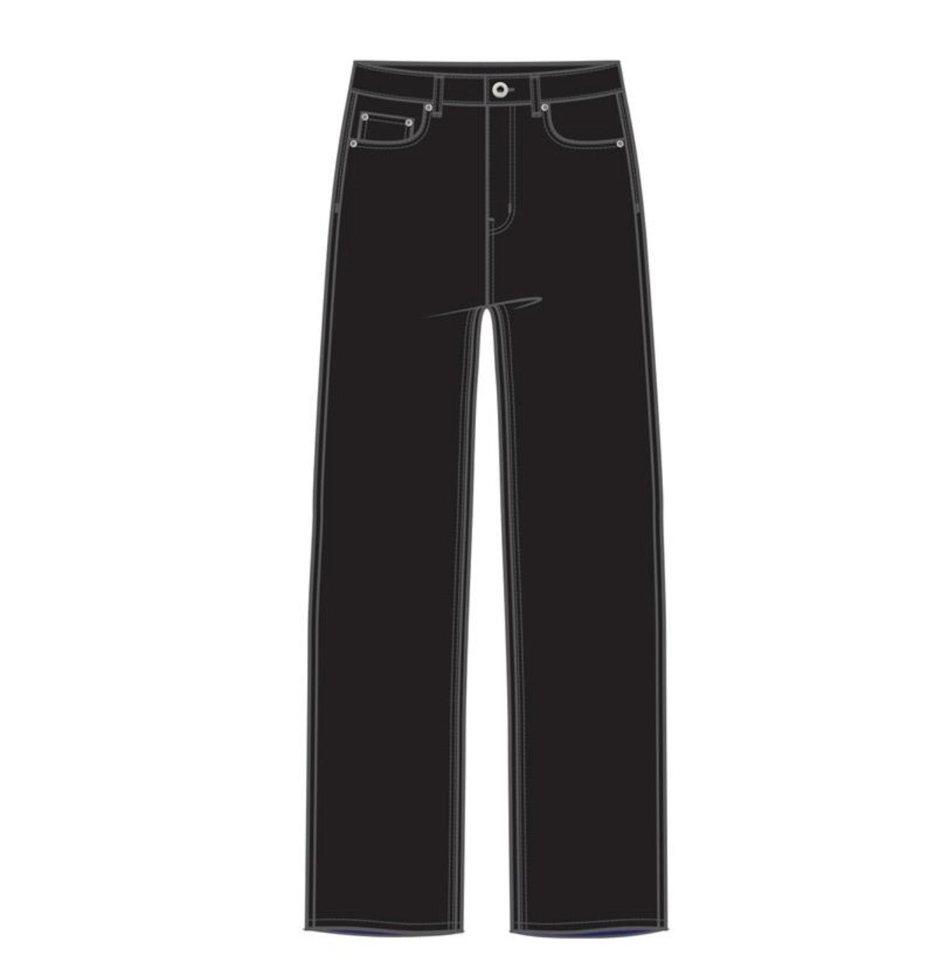 Straight Piped Jeans 'BLACK'