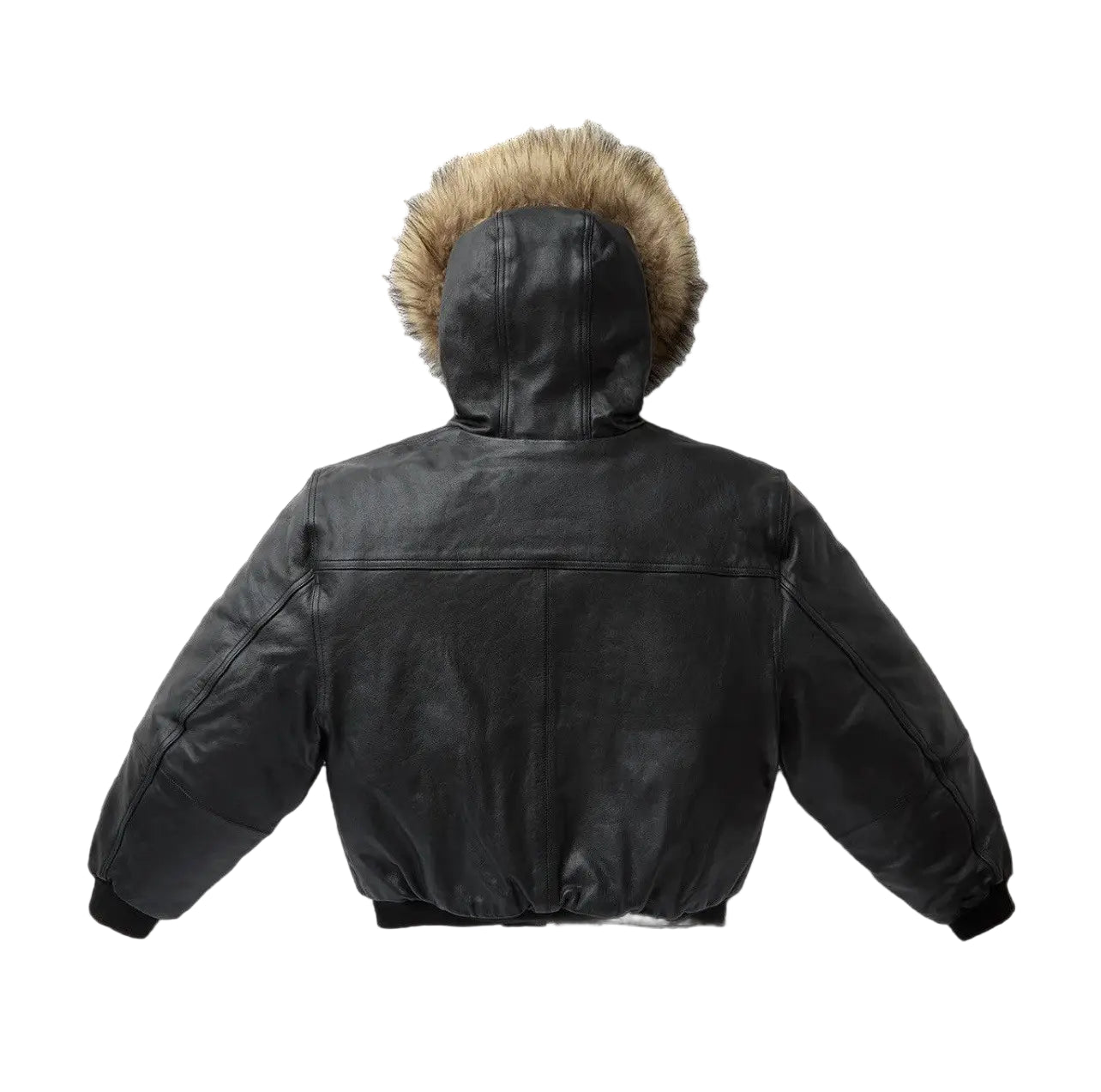 Berry Hooded Leather Bomber Fur