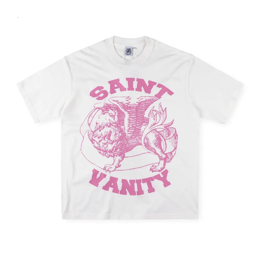 Saint Vanity Griffin Tee "White Pink"