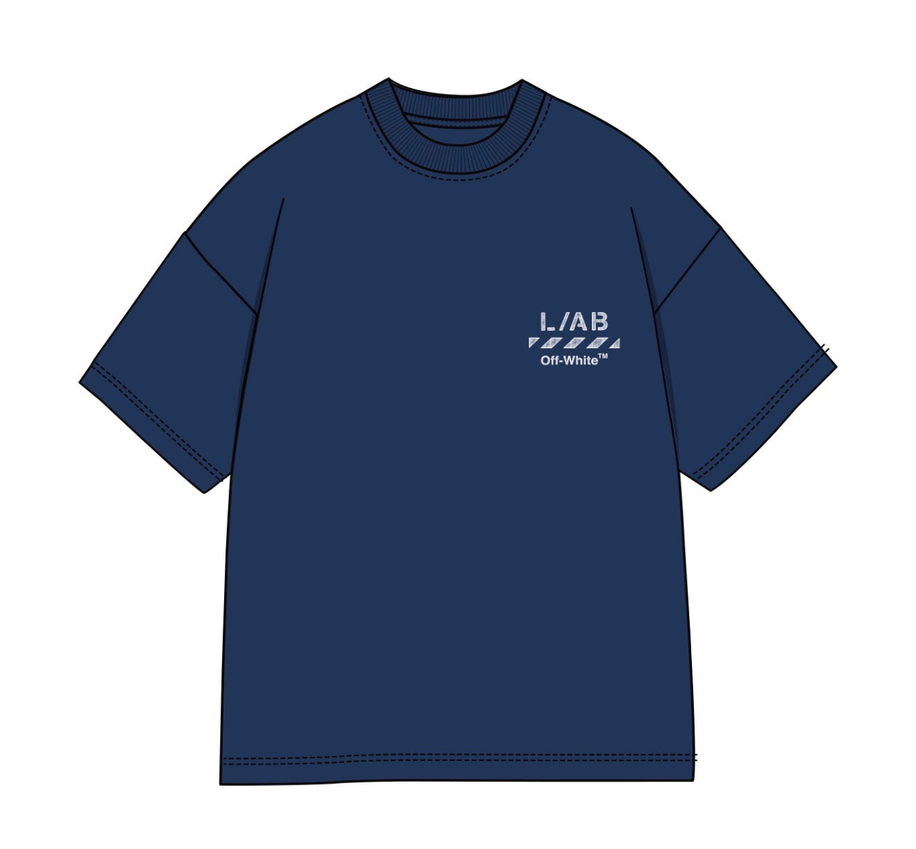 L/AB OFF WHITE DIAG S/S TEE 'MARINE'