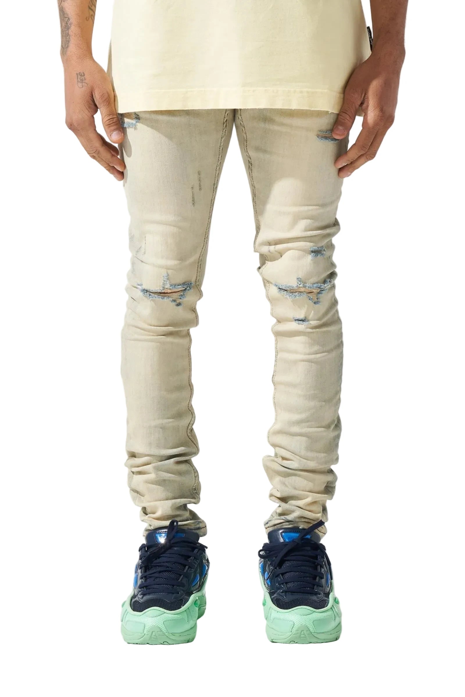 Serenede 'CHALK'' Jeans Bleached tan with a Light Blue