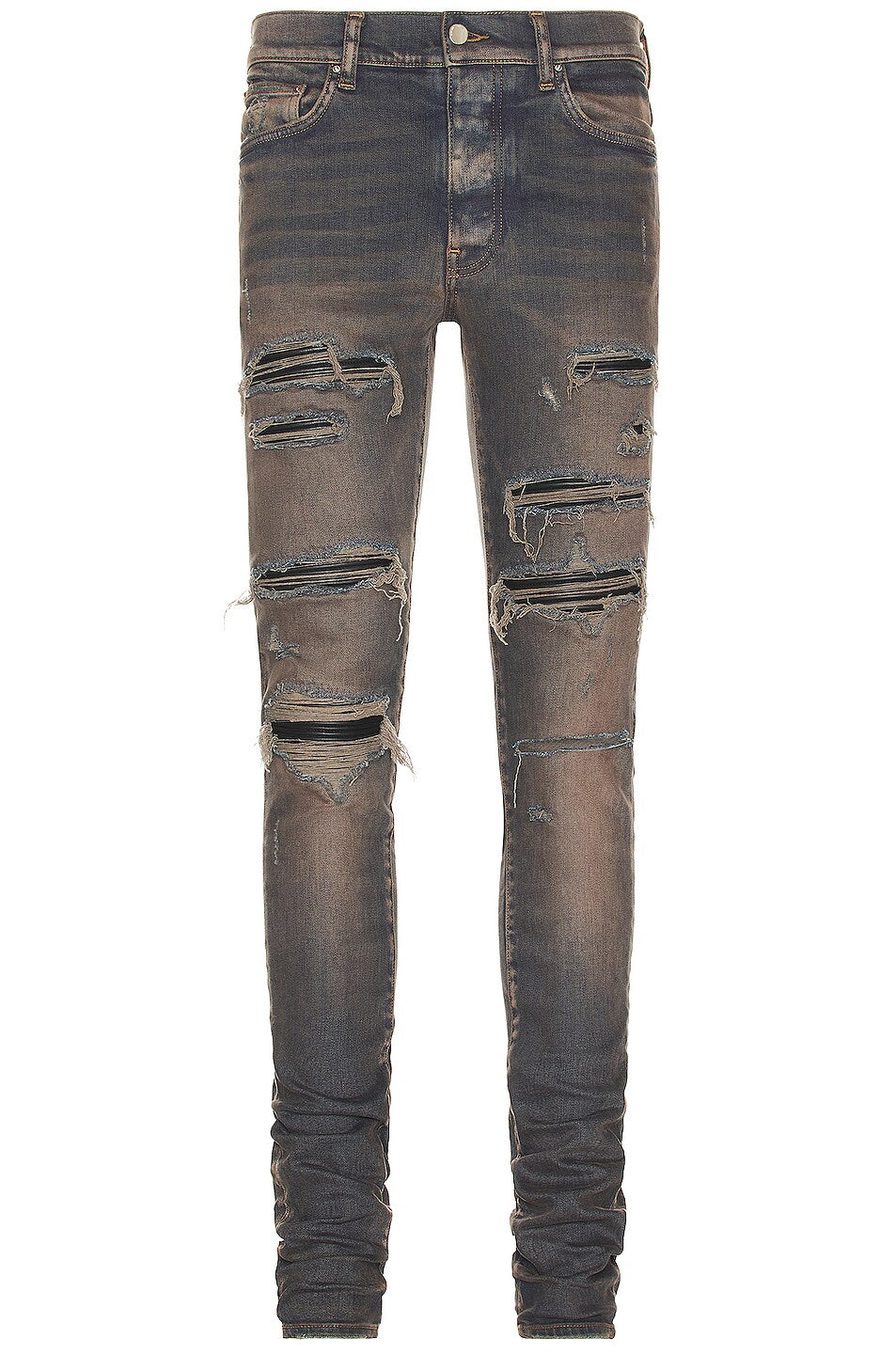 Amiri Leather indigo blk Thrasher Jean