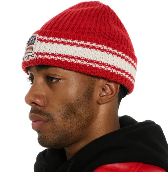 Icon Striped Beanie (Red)