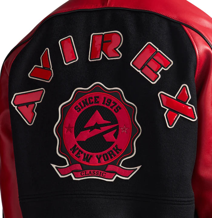 CLASSIC WOOL LEATHER VARSITY JACKET BLACK
