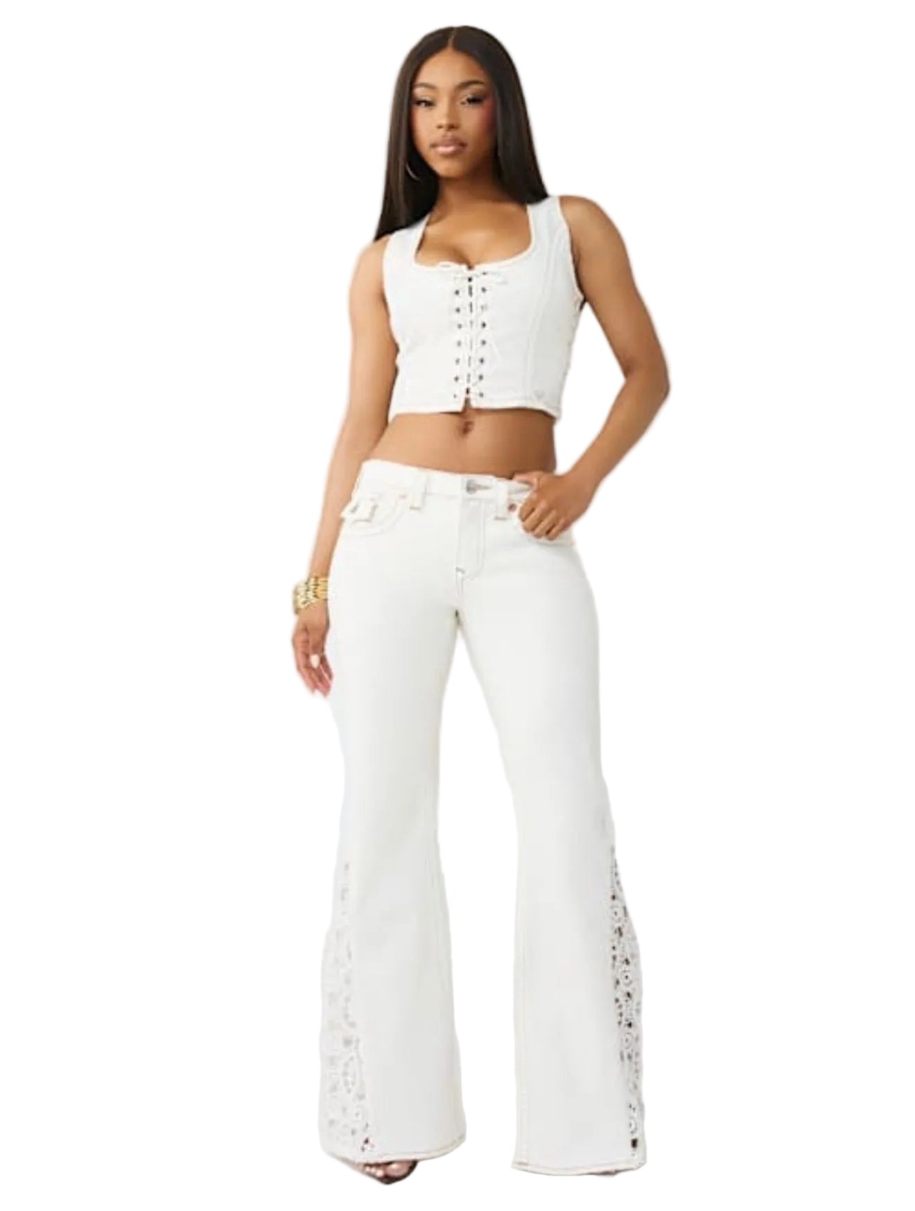 LACE UP DENIM TOP