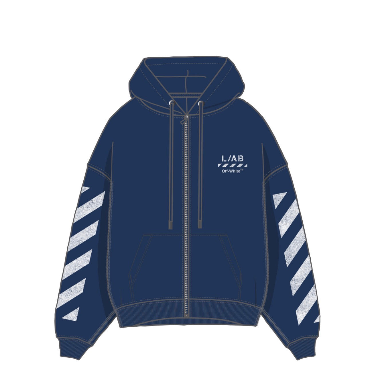 L/AB Core Diagonal Zip Hoodie 'NAVY'