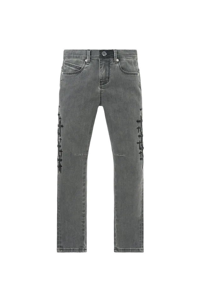 KIDS BENSON SKINNY JEAN | CLOUDED MIST CROSS PATCH