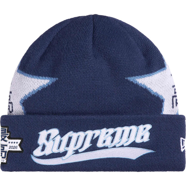 Supreme New Era Stars Beanie Navy
