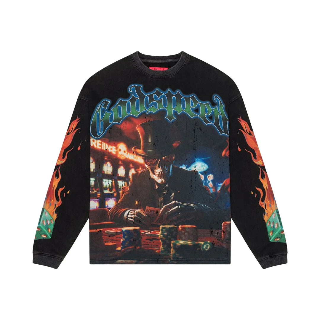GodSpeed Life's A Gamble LS T-shirt (Grey Wash)