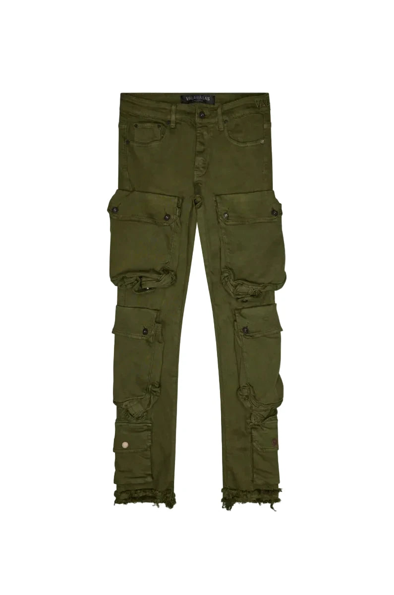 CLIFF JUMP" OLIVE WASHED SKINNY