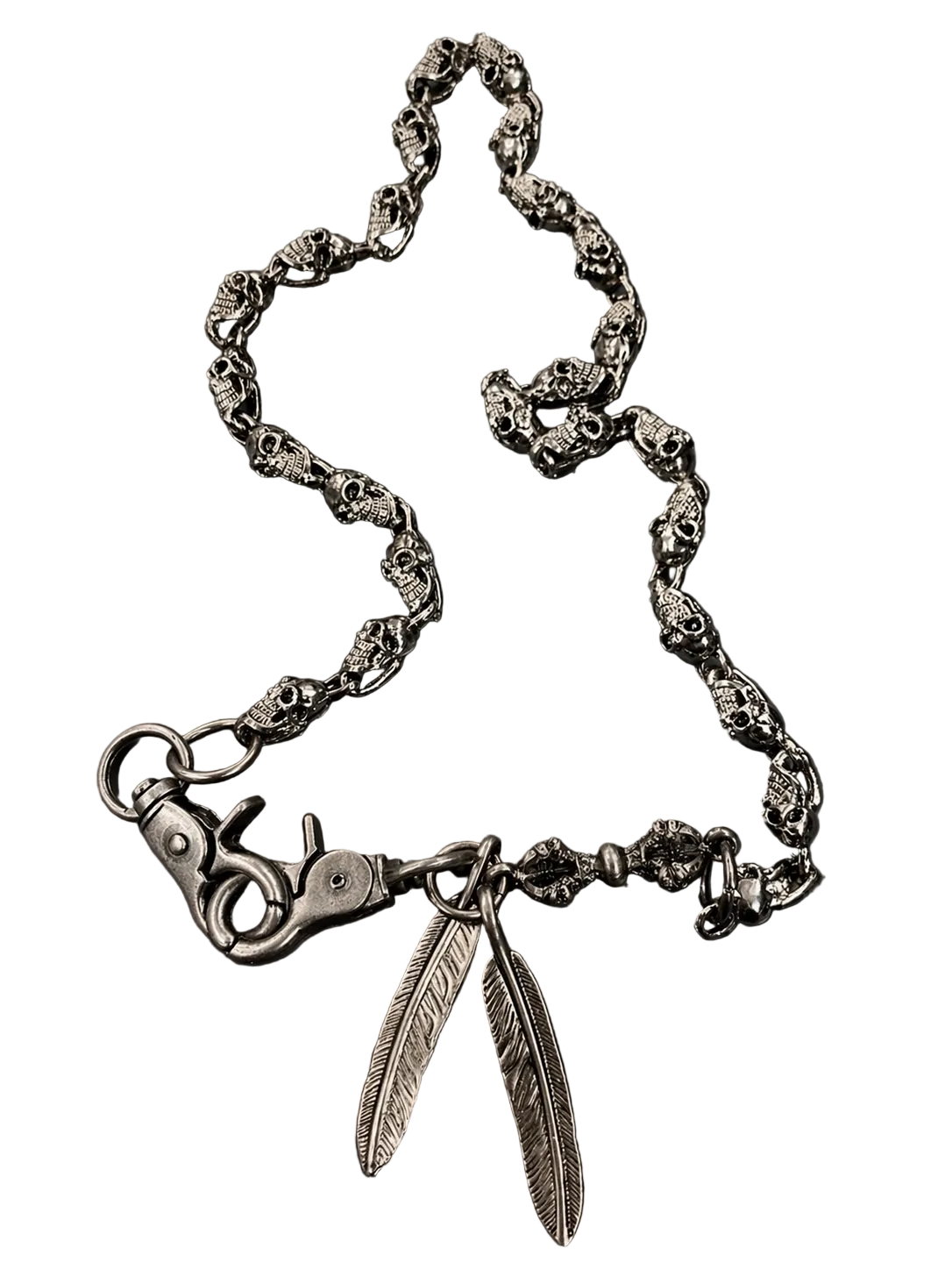 skull leaf sliver wallet chain