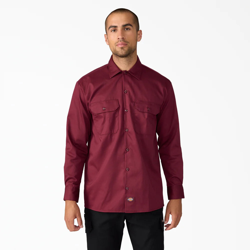 Long Sleeve Work Shirt ( Burgundy)