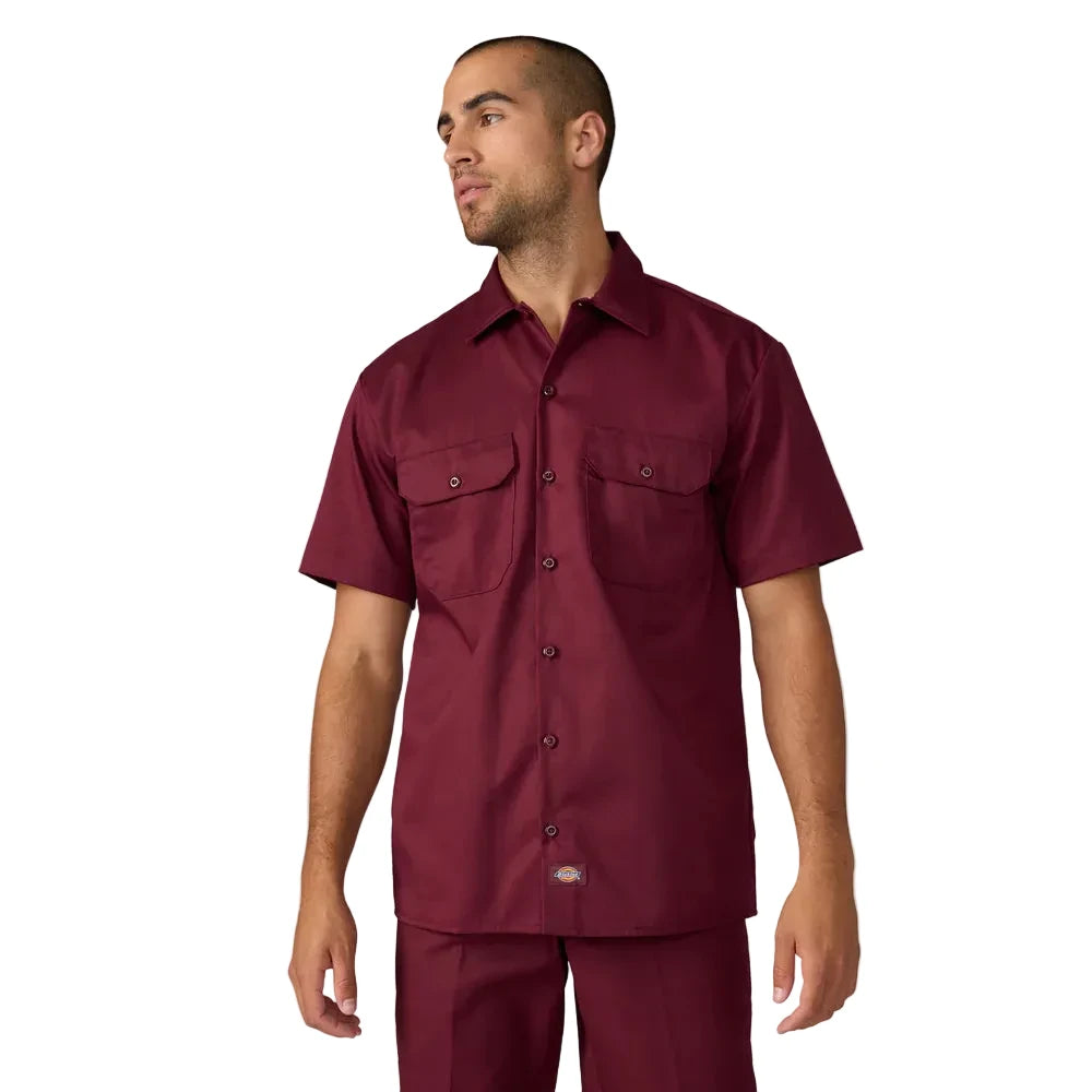 Short Sleeve Work Shirt ( Burgundy )
