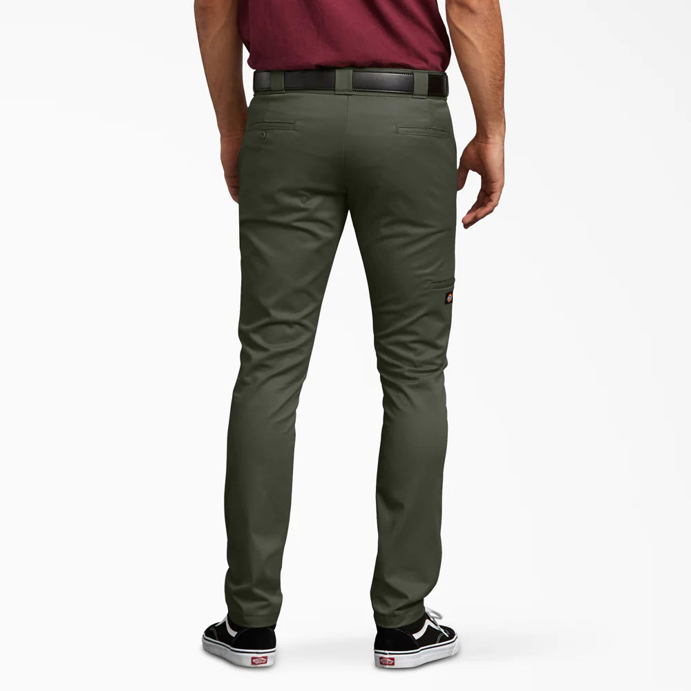 FLEX Skinny Fit Double Knee Work Pants ( Olive Green)