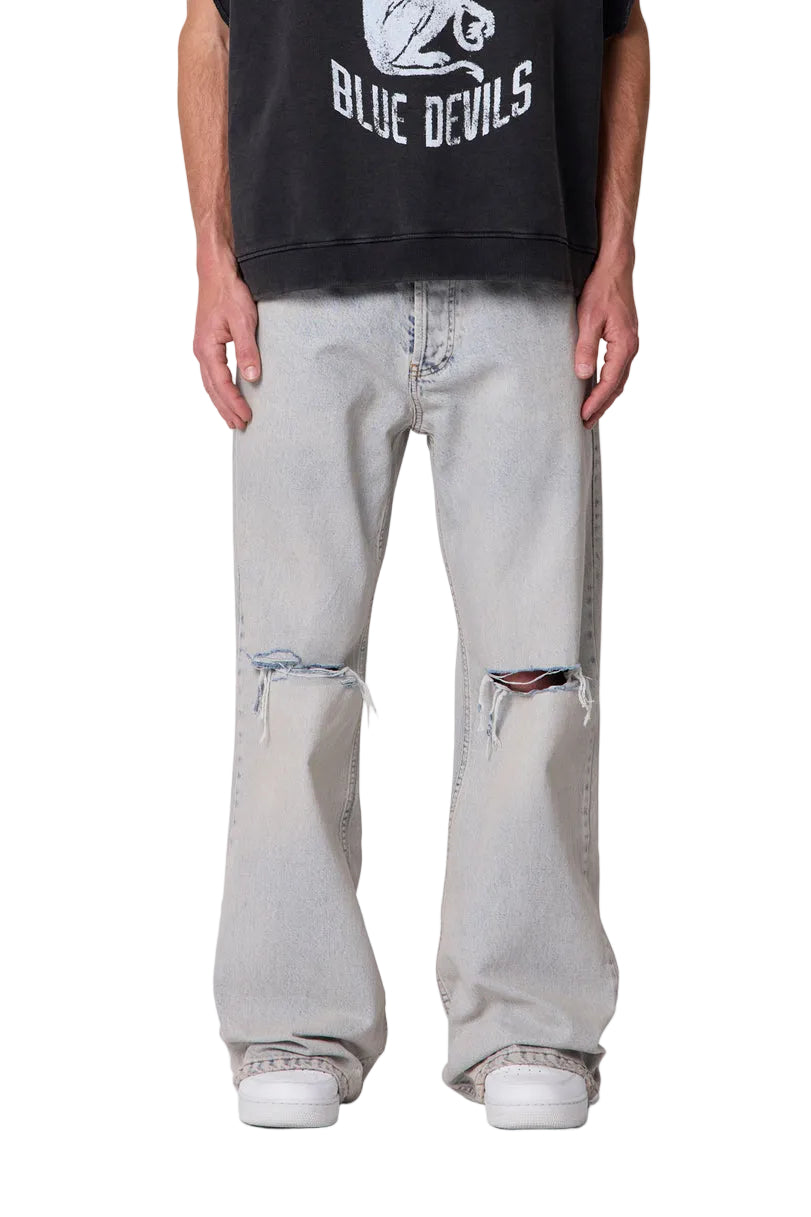 DISTRESSED KICK FLARE DENIM 'LIGHT BLUE'