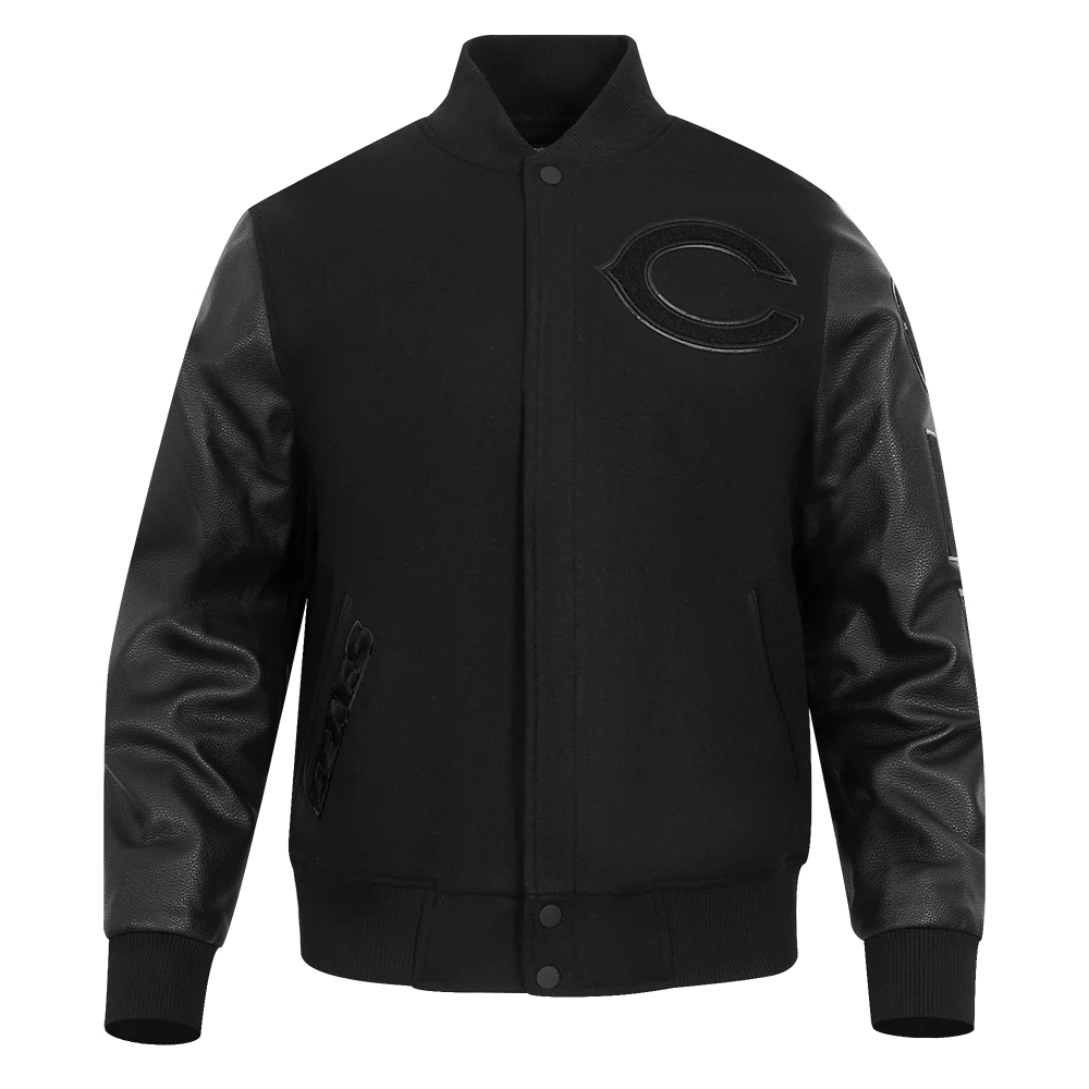 NFL CHICAGO BEARS TRIPLE BLACK LOGO MEN'S VARSITY JACKET